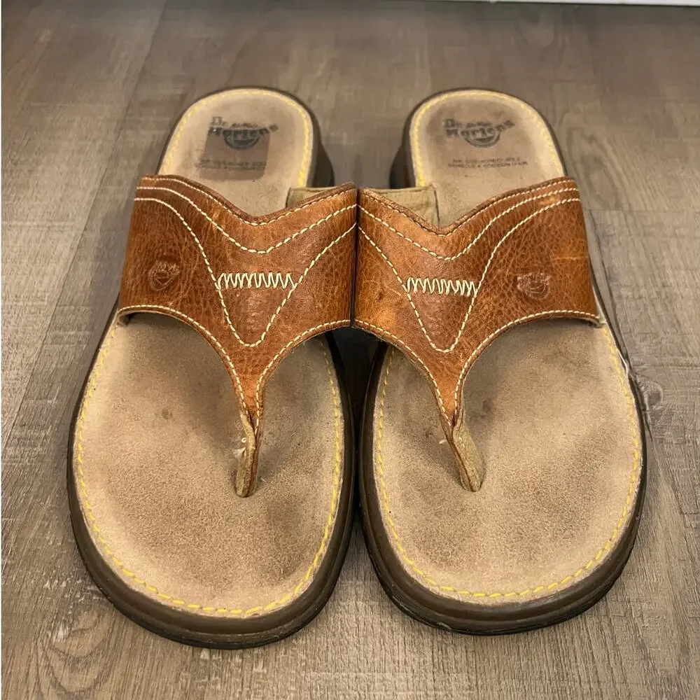 Vtg Dr. Martens Brown Leather Thong AirWair Sandals